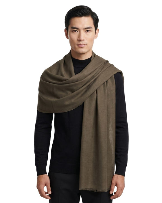 Lanvin 100% Cashmere Scarf – Luxurious Brown Wrap, Lightweight Elegance