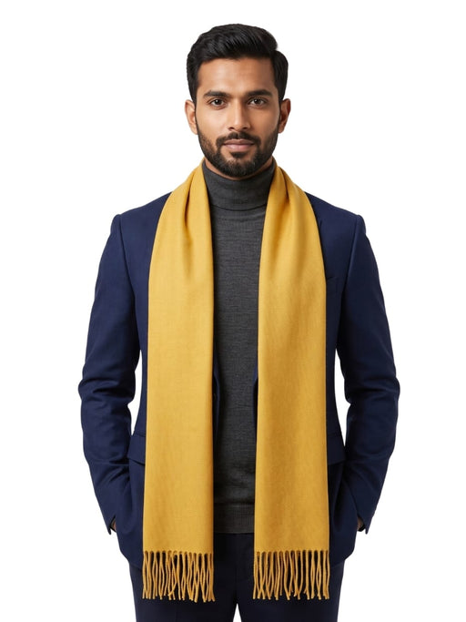 Lanvin Soft Luxurious Cashmere blend Yellow Fringe Scarf