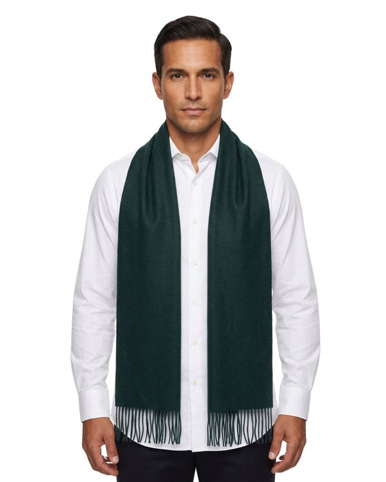 Lanvin Soft Luxurious Cashmere and Wool Green Fringe Scarf