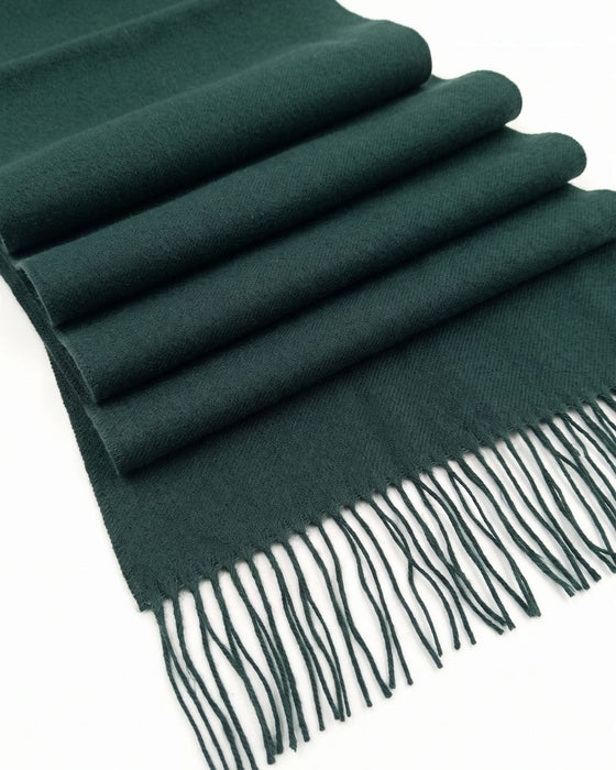 Lanvin Soft Luxurious Cashmere and Wool Green Fringe Scarf