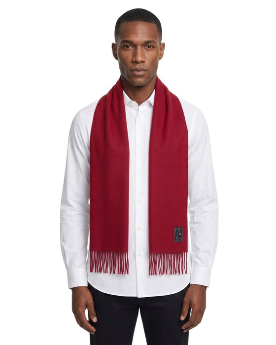 Lanvin Soft Luxurious 100% Wool Red Fringe Scarf