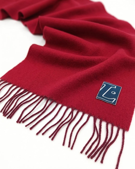 Lanvin Soft Luxurious 100% Wool Red Fringe Scarf