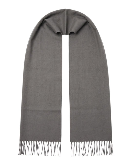 Lanvin 100% Wool Taupe Grey Scarf with Fringed Edges Luxury Accessory