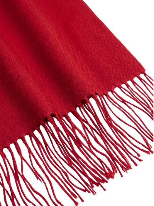 Lanvin Soft Luxurious Cashmere and Wool Red Fringe Scarf