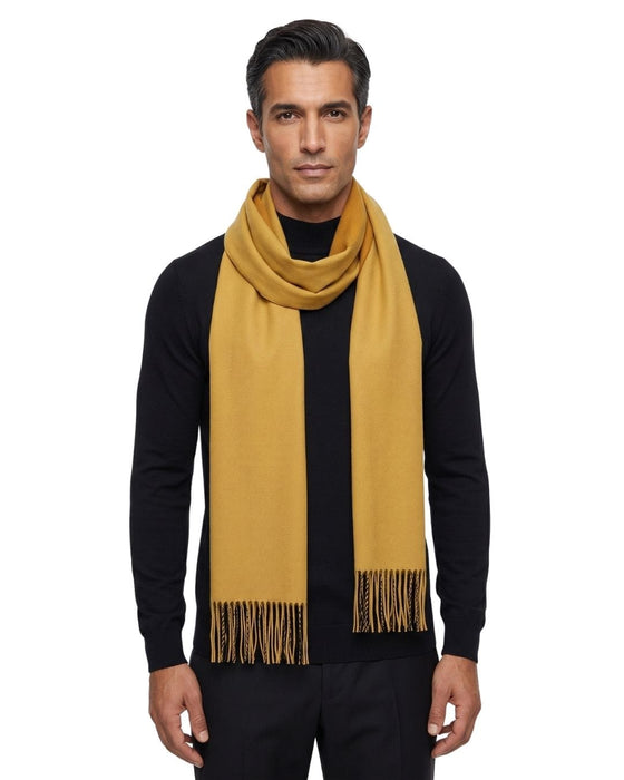Lanvin Soft Luxurious Cashmere and Wool Yellow Fringe Scarf