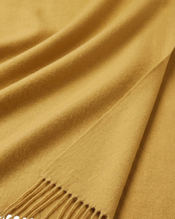 Lanvin Soft Luxurious Cashmere and Wool Yellow Fringe Scarf