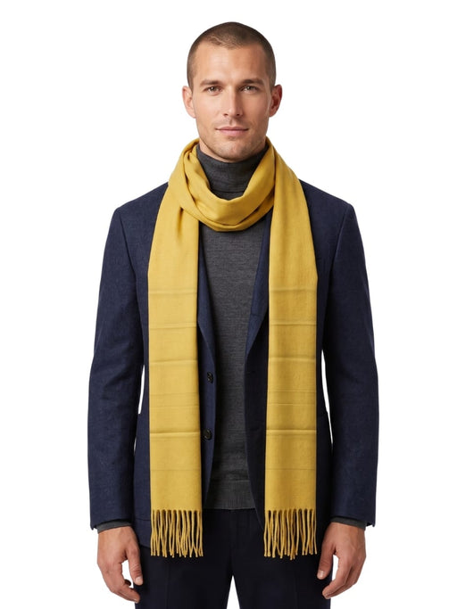Lanvin Soft Luxurious Cashmere and Wool Yellow Fringe Scarf