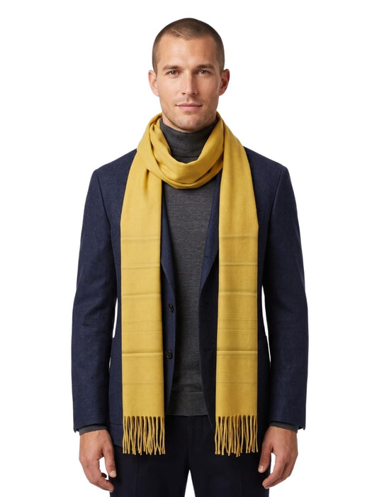 Lanvin Soft Luxurious Cashmere and Wool Yellow Fringe Scarf