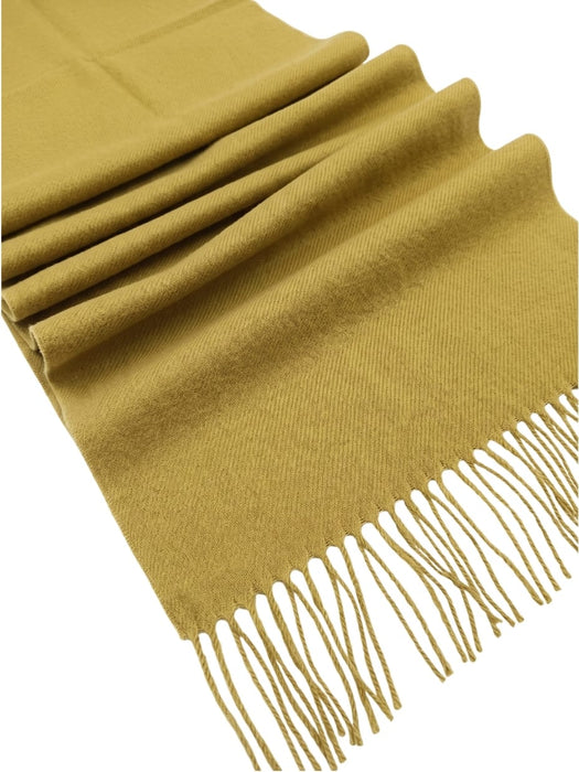 Lanvin Soft Luxurious Cashmere and Wool Yellow Fringe Scarf