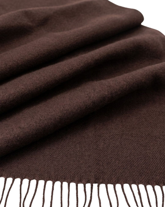 Lanvin Soft Luxurious Cashmere and Wool brown Fringe Scarf