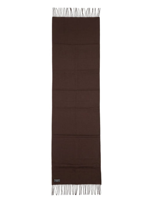 Lanvin Soft Luxurious Cashmere and Wool brown Fringe Scarf