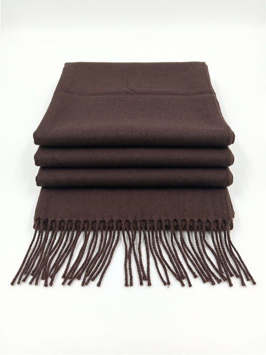 Lanvin Soft Luxurious Cashmere and Wool brown Fringe Scarf