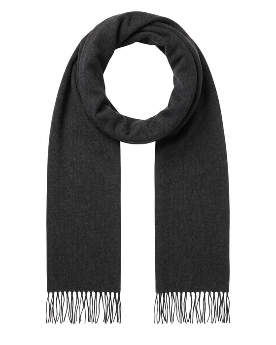 Luxurious Cashemere Blend Scarf with Fringed Ends -  Charcoal Grey