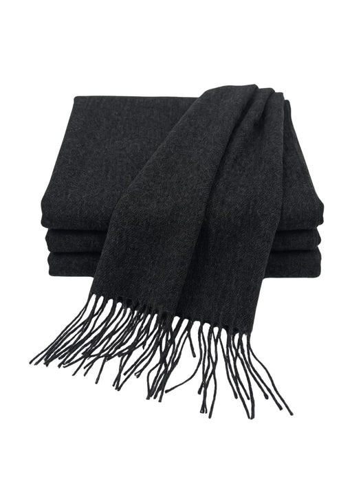 Luxurious Cashemere Blend Scarf with Fringed Ends -  Charcoal Grey