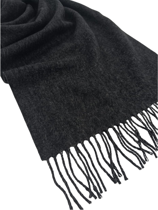 Luxurious Cashemere Blend Scarf with Fringed Ends -  Charcoal Grey