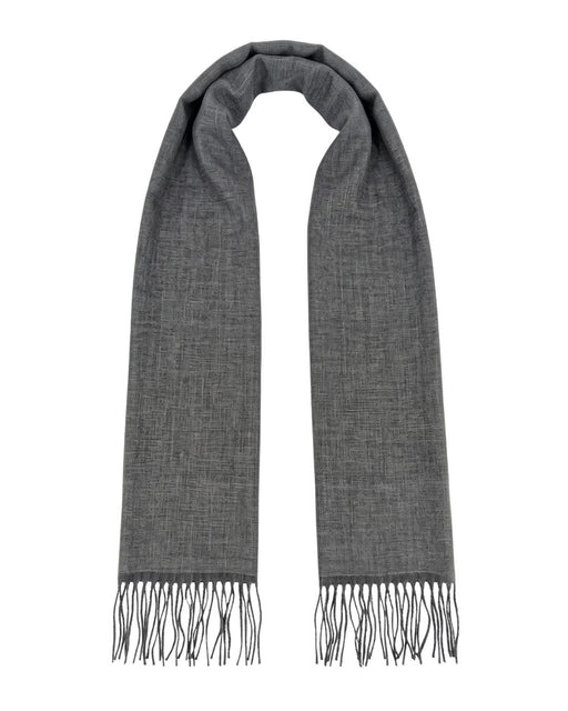 Lanvin 100% Wool Scarf - Lightweight Grey Wrap with Fringe