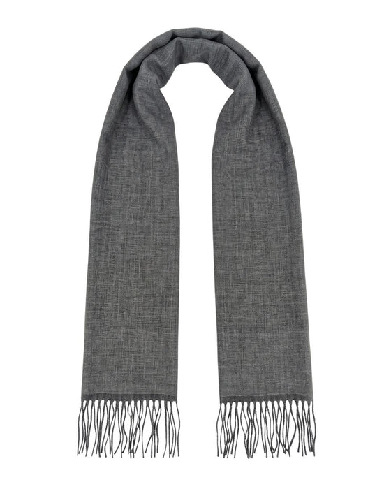 Lanvin 100% Wool Scarf - Lightweight Grey Wrap with Fringe