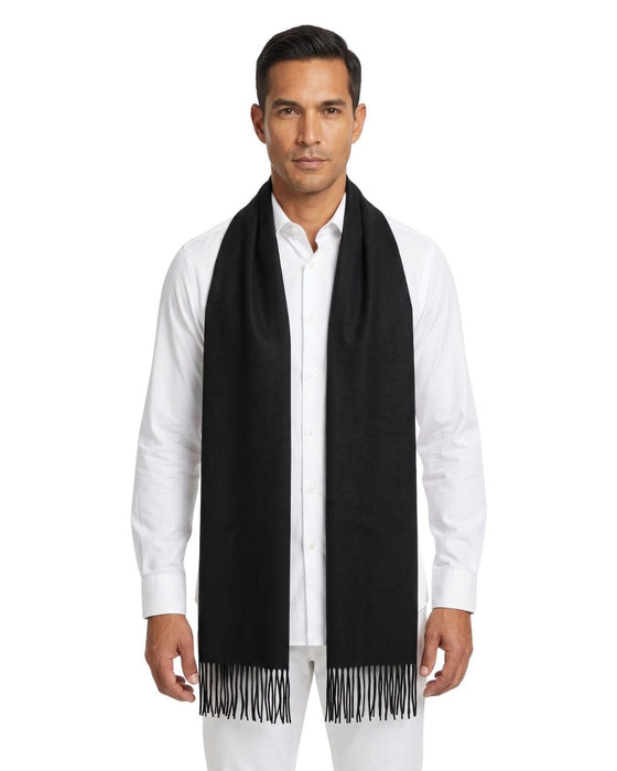 Lanvin 100% Wool Scarf - Black Luxurious Wrap with Fringe