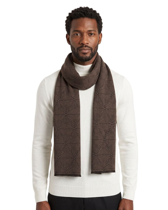 Lanvin 100% Wool Scarf with Geometric Pattern