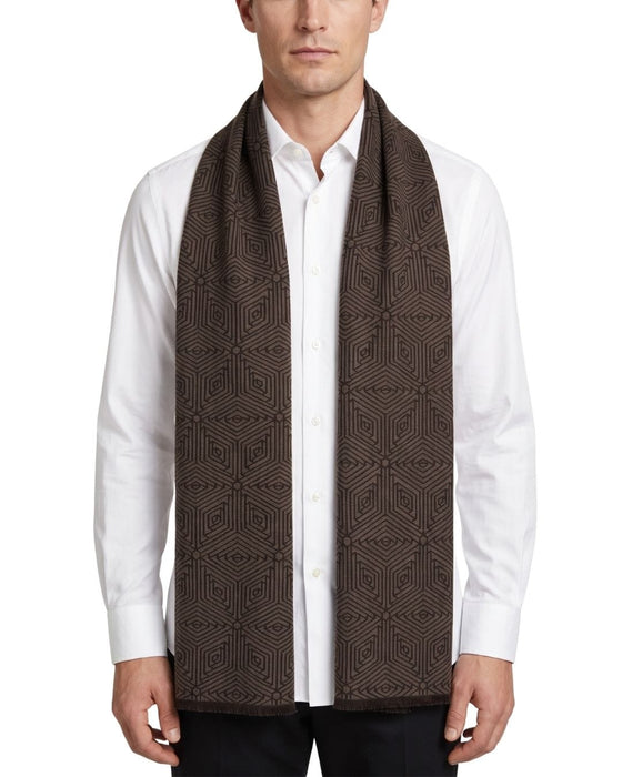 Lanvin 100% Wool Scarf with Geometric Pattern