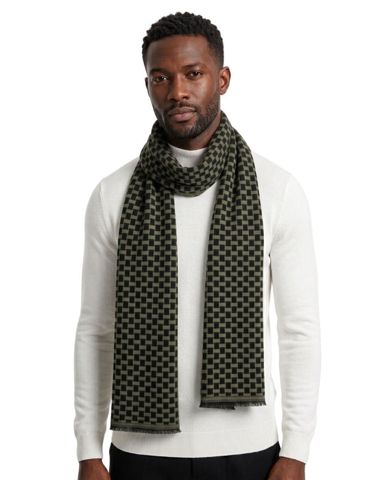 Lanvin Soft Luxurious 100% Wool Green Fringe Scarf