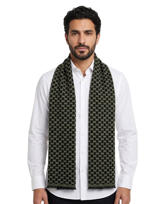 Lanvin Soft Luxurious 100% Wool Green Fringe Scarf