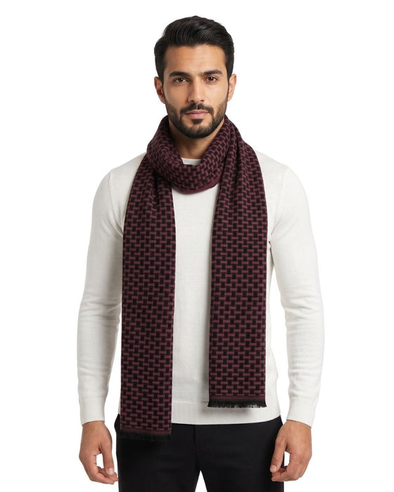 Lanvin Soft Luxurious 100% Wool Red Fringe Scarf