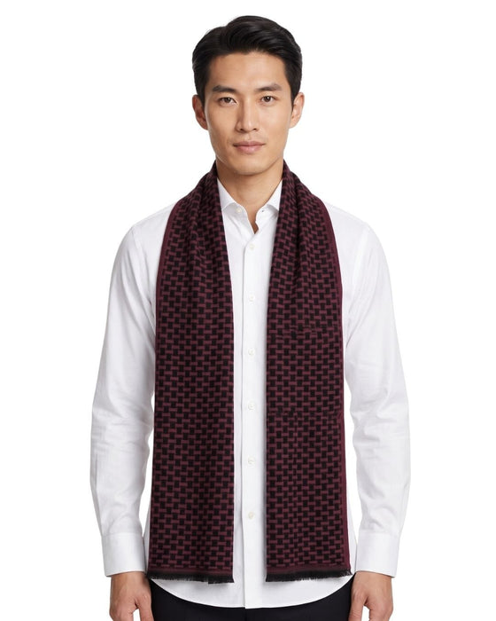 Lanvin Soft Luxurious 100% Wool Red Fringe Scarf