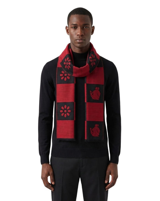 Lanvin Soft Luxurious 100% Wool Red Fringe Scarf