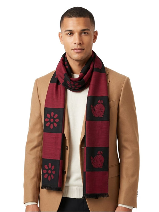 Lanvin Soft Luxurious 100% Wool Red Fringe Scarf