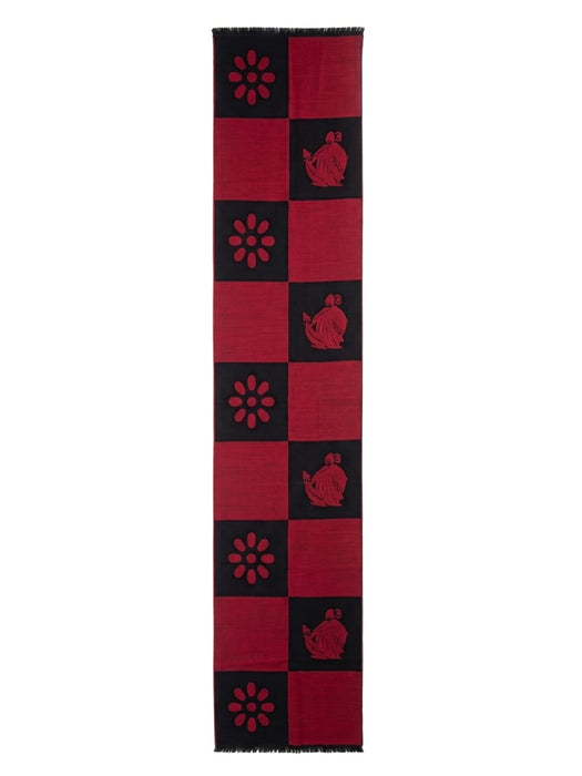 Lanvin Soft Luxurious 100% Wool Red Fringe Scarf