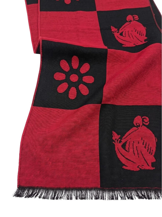 Lanvin Soft Luxurious 100% Wool Red Fringe Scarf