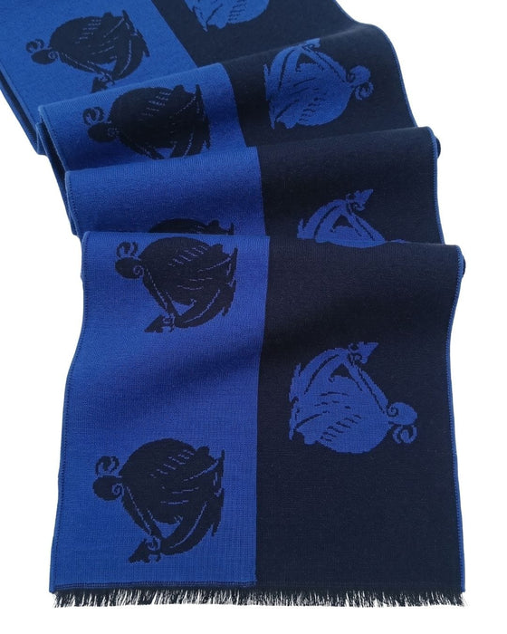 Lanvin Soft Luxurious 100% Wool blue Fringe Scarf