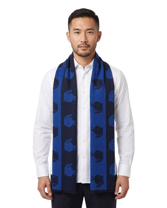 Lanvin Soft Luxurious 100% Wool blue Fringe Scarf