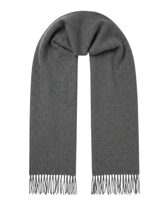 Lanvin Soft Grey Wool Scarf with Fringed Edges