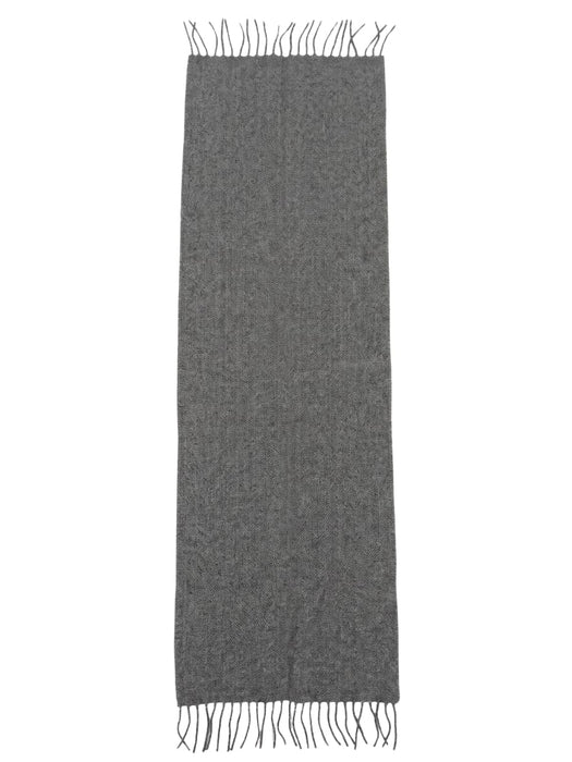 Lanvin Soft Grey Wool Scarf with Fringed Edges