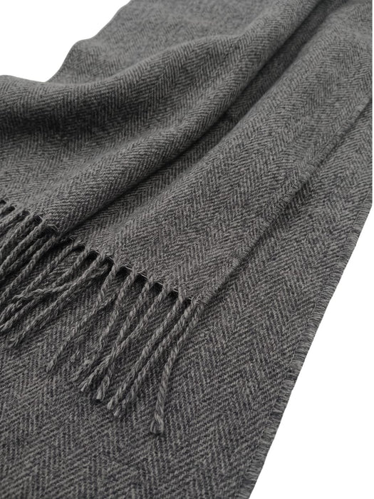 Lanvin Soft Grey Wool Scarf with Fringed Edges