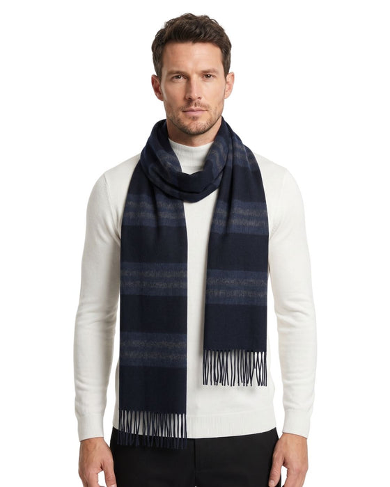 Lanvin Soft Luxurious 100% Cashmere Blue Fringe Scarf
