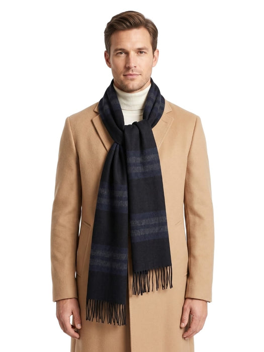 Lanvin Soft Luxurious 100% Cashmere Blue Fringe Scarf