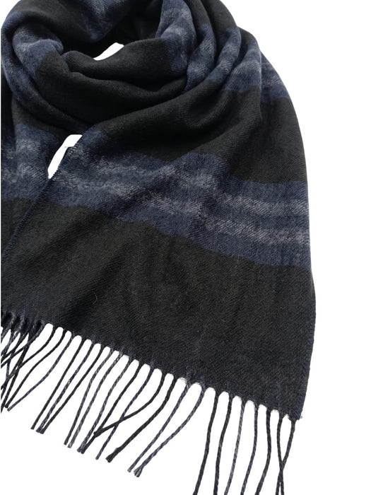 Lanvin Soft Luxurious 100% Cashmere Blue Fringe Scarf