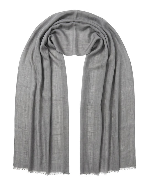 Lanvin Soft Luxurious Cashmere and Wool Gray Fringe Scarf