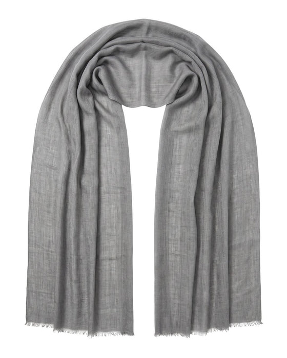 Lanvin Soft Luxurious Cashmere and Wool Gray Fringe Scarf