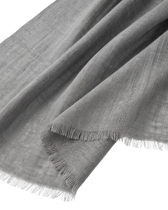 Lanvin Soft Luxurious Cashmere and Wool Gray Fringe Scarf