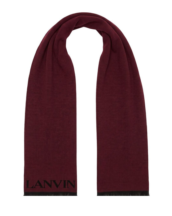 Lanvin Soft Luxurious 100% Wool Red Fringe Scarf