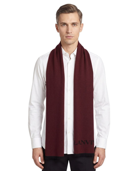 Lanvin Soft Luxurious 100% Wool Red Fringe Scarf