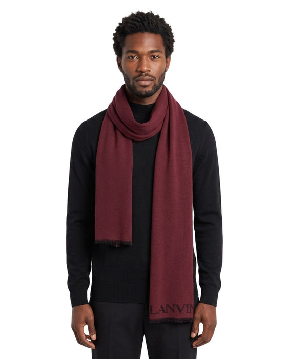 Lanvin Soft Luxurious 100% Wool Red Fringe Scarf