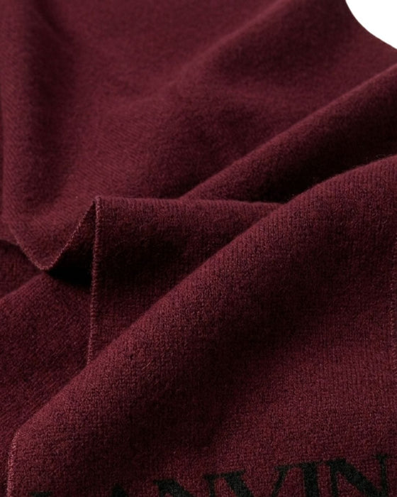 Lanvin Soft Luxurious 100% Wool Red Fringe Scarf