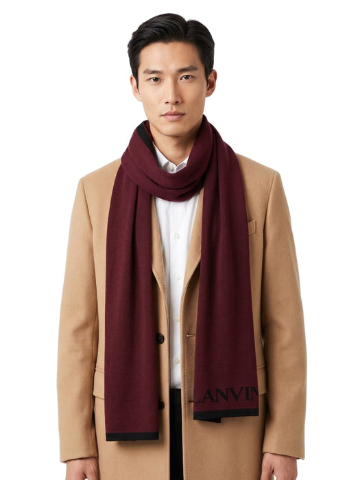 Lanvin Soft Luxurious 100% Wool Red Fringe Scarf
