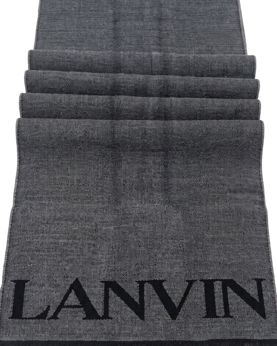 Lanvin Soft Luxurious 100% Wool Gray Fringe Scarf