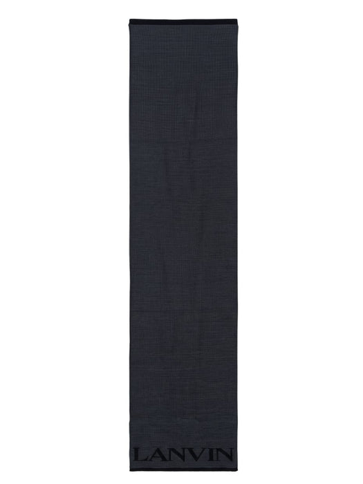 Lanvin Soft Luxurious 100% Wool Gray Fringe Scarf